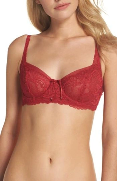 Skarlett Blue 'minx' Unlined Lace Demi Underwire Bra In Scarlet