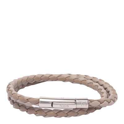 Tod's Mycolors Leather Bracelet In Dove Grey