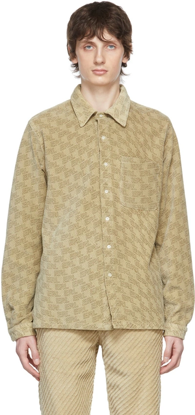 Erl Logo-print Textured Cotton-blend Overshirt In Neutrals