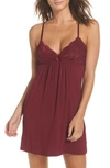 Pj Salvage Lace Racerback Jersey Chemise In Burgundy