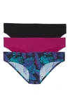 Honeydew Intimates 3-pack Hipster Panties In Black/ Tuscany/ Black Tropical
