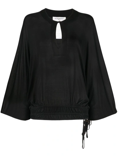 Pre-owned Givenchy 2010s Semi-sheer Batwing Sleeves Blouse In Black