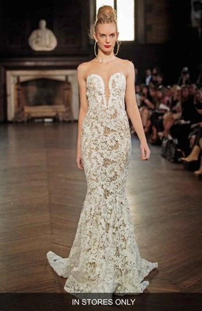 Berta Illusion Lace Mermaid Gown In Ivory