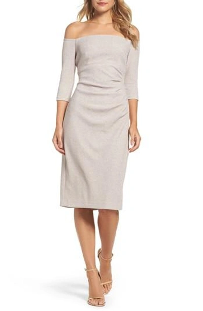 Eliza J Off The Shoulder Sheath Dress In Champagne