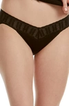 Hanky Panky Floral Print Retro Lace Thong In Black