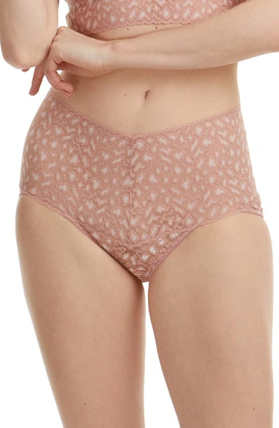 Hanky Panky Leopard Cross Dye Retro V-kini In Desert Ros