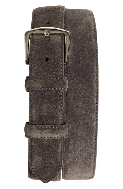 Loro Piana Cintura Alsavel Suede Belt In Warm Gray