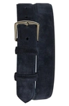 Loro Piana Cintura Alsavel Suede Belt In Classic Blue