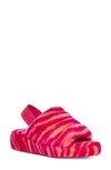 Ugg Fluff Yeah Genuine Shearling Slingback Sandal In Rock Rose Zebra Print