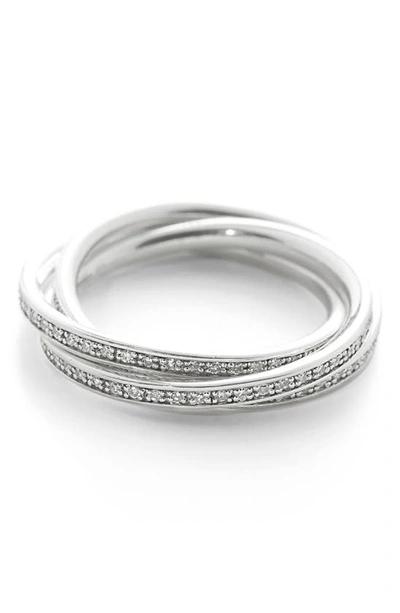 Monica Vinader Triple Rolling Diamond Ring In Silver
