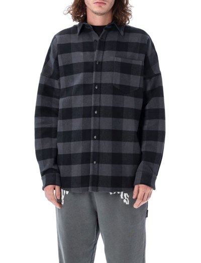 Palm Angels Logo Printed Checked Shirt In Multi