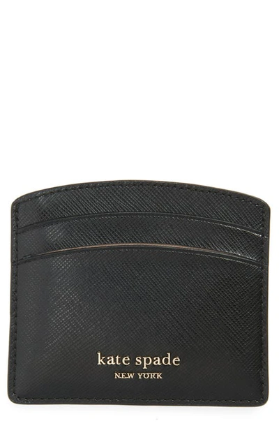 Kate Spade Spencer Colorblock Leather Card Case In Black