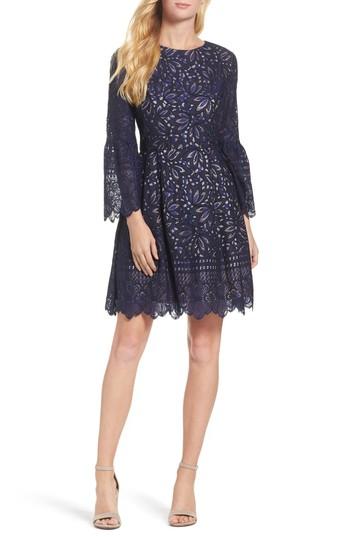 eliza j bell sleeve lace cocktail dress