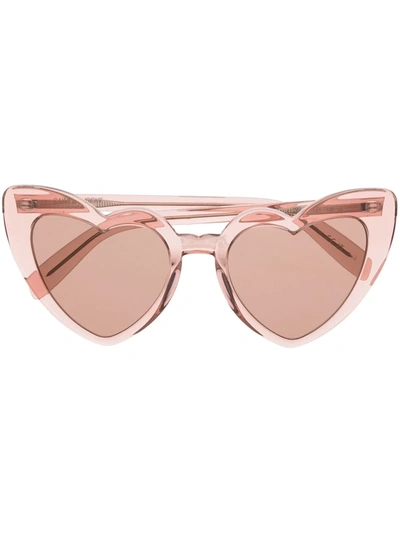 Saint Laurent Loulou Heart-frame Sunglasses In Beige