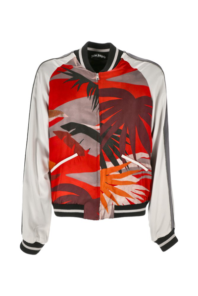Palm Angels Palm Tree-print Bomber Jacket In Multicolor Offwhite