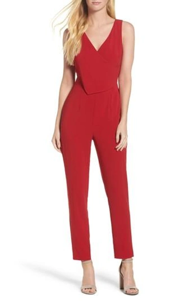 Ali & Jay Asymmetrical Jumpsuit In Crimson