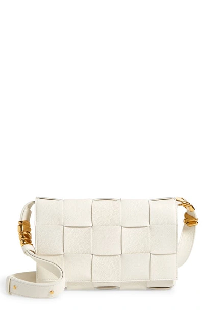 Bottega Veneta Cassette Intrecciato Leather Crossbody Bag In White-gold