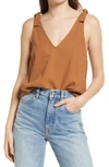 Treasure & Bond Tie Shoulder Tank In Tan Thrush