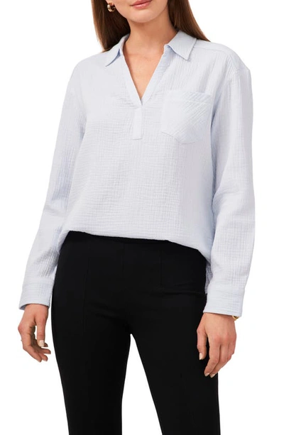 Chaus V-neck Collared Blouse In Blue