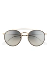 Ray Ban 51mm Aviator Gradient Lens Sunglasses In Legend Gold / Grey Gradient