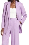Open Edit Oversize Linen Blend Blazer In Purple Spectre
