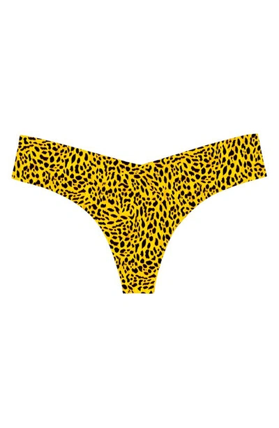 Commando Microfiber Thong In Yellow Spots