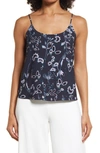 Nordstrom Everyday Satin Camisole In Navy Night Blue Dried Floral
