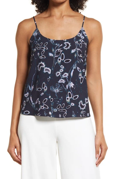 Nordstrom Everyday Satin Camisole In Navy Night Blue Dried Floral