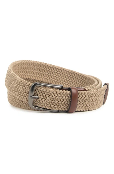 Original Penguin Classic Stretch Woven Belt In Khaki