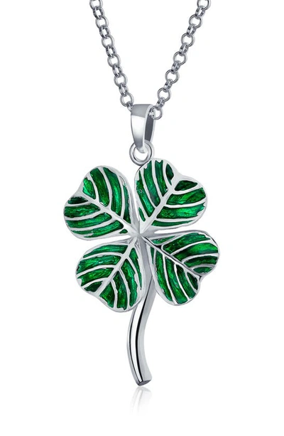 Bling Jewelry Lucky Leaf Clover Necklace In Green