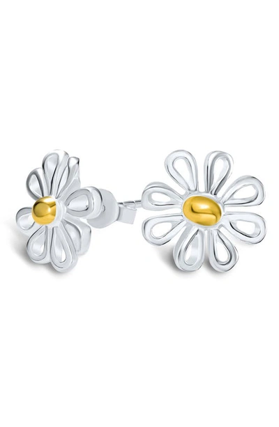 Bling Jewelry Daisy Flower Stud Earrings In Silver