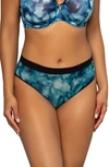 Curvy Couture Sheer Mesh High Cut Briefs In Floral Wash