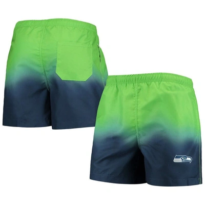Foco Men's  Navy, Seattle Seahawks Dip-dye Swim Shorts