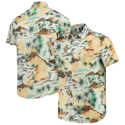 Foco Cream New Orleans Saints Paradise Floral Button-up Shirt