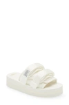 Suicoke White Moto Webbing Double-strap Sandals