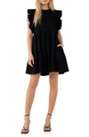 English Factory Ruffle Cotton Babydoll Minidress In Black