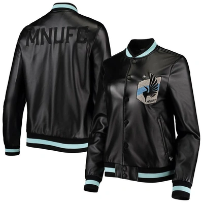The Wild Collective Black Minnesota United Fc Full-snap Bomber Jacket