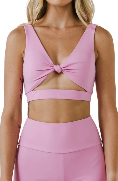 Grey Lab Knotted Cutout Crop Tank In Pink