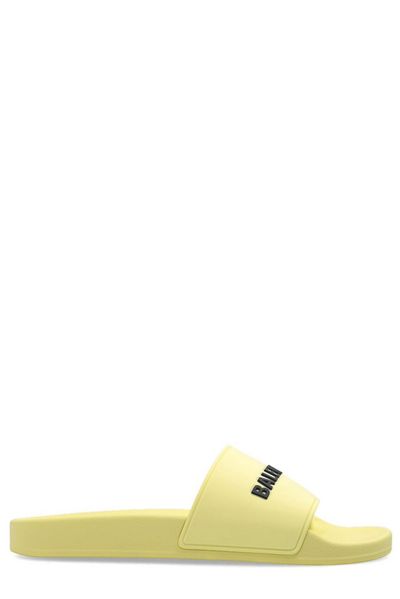Balenciaga Logo Sport Slide In Yellow/black