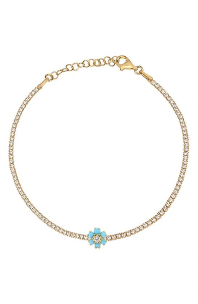 Gabi Rielle 14k Gold Vermeil Flower Crystal Tennis Bracelet