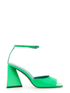 Attico Fluo Green Piper Sandals With Squared Heel