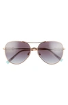 Tiffany & Co 59mm Aviator Sunglasses In Rubedo/ Grey Gradient