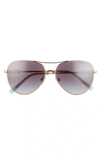 Tiffany & Co 59mm Aviator Sunglasses In Rubedo/ Grey Gradient