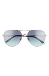 Tiffany & Co 59mm Aviator Sunglasses In Silver/ Azure Gradient Blue