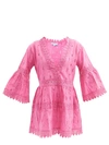 Melissa Odabash Victoria Lace-insert Embroidered Cotton Dress In Hot Pink