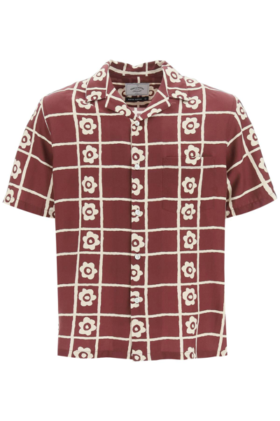 Portuguese Flannel Square Flower Shirt In Red