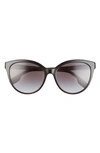 Burberry 55mm Gradient Cat Eye Sunglasses In Black/ Crystal/ Grey Gradient
