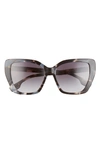 Burberry 55mm Gradient Cat Eye Sunglasses In Top Check/ Grey Havana