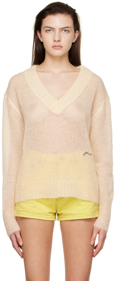 Ganni Yellow Mohair Sweater In Rutabaga