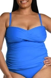 La Blanca Island Goddess Twist Tankini Top In Capri Blue